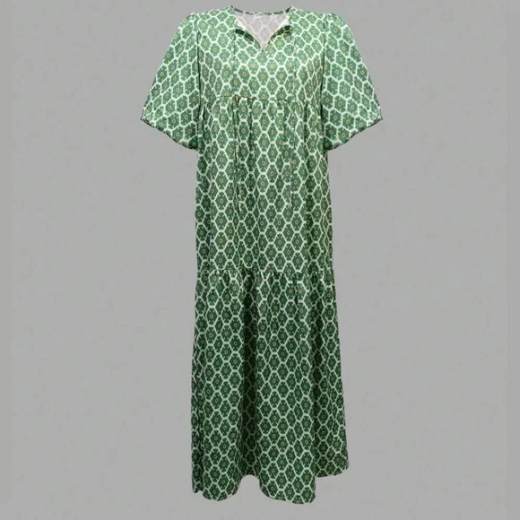 Full Print Dress With Tie Straps, Ruffle Hem And Summer Vibes - Picture 3 of 4